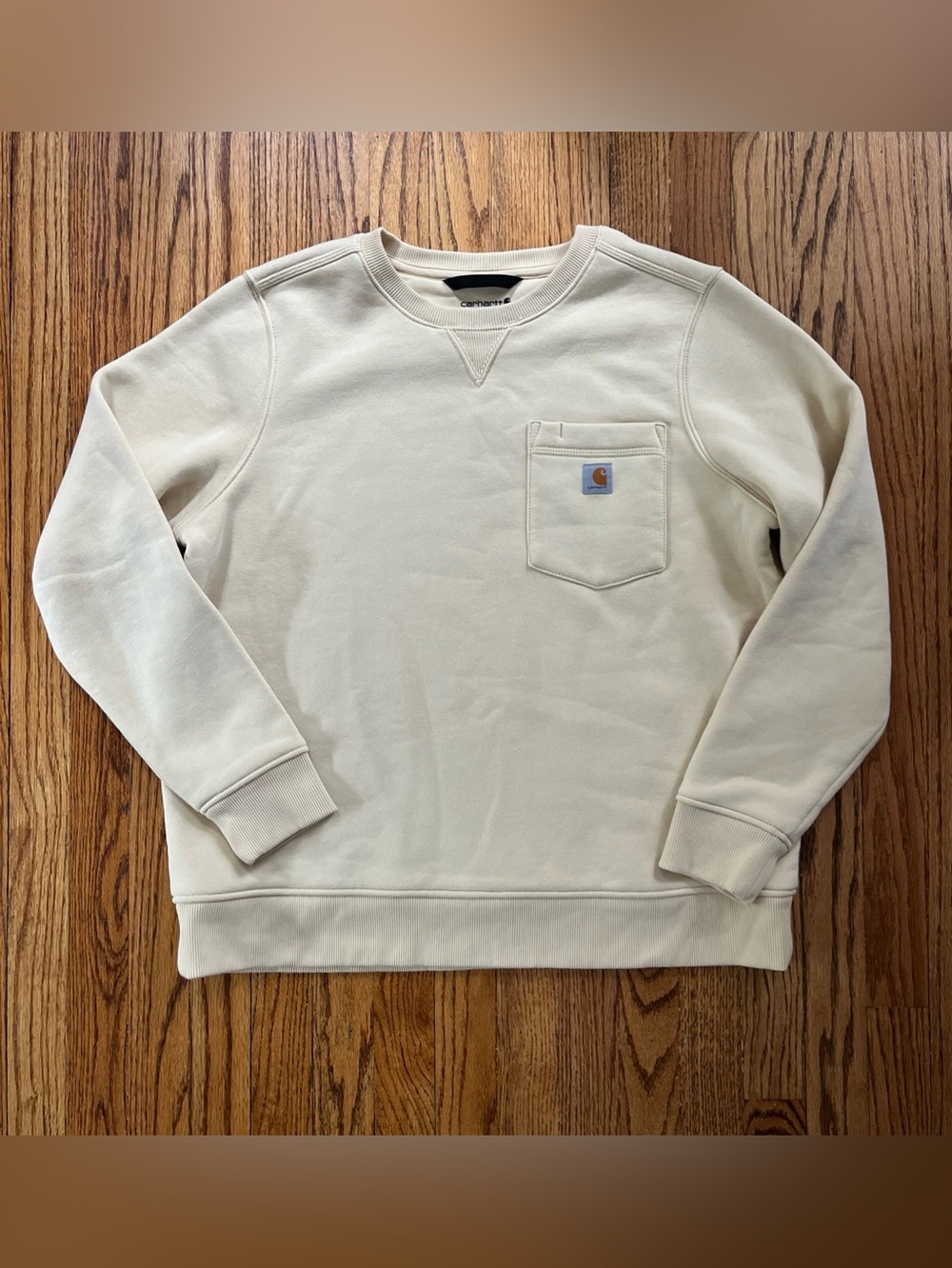 Carhartt women’s Relaxed Fit Crewneck Pocket Sweatshirt Beige Size XL (16/18)